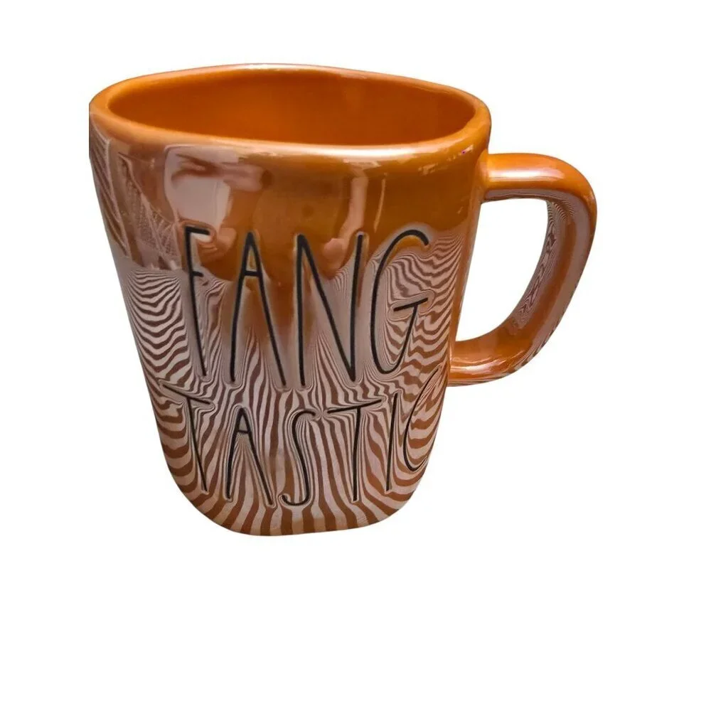 Rae Dunn Halloween Iridescent Fangtastic Orange Coffee Vampire